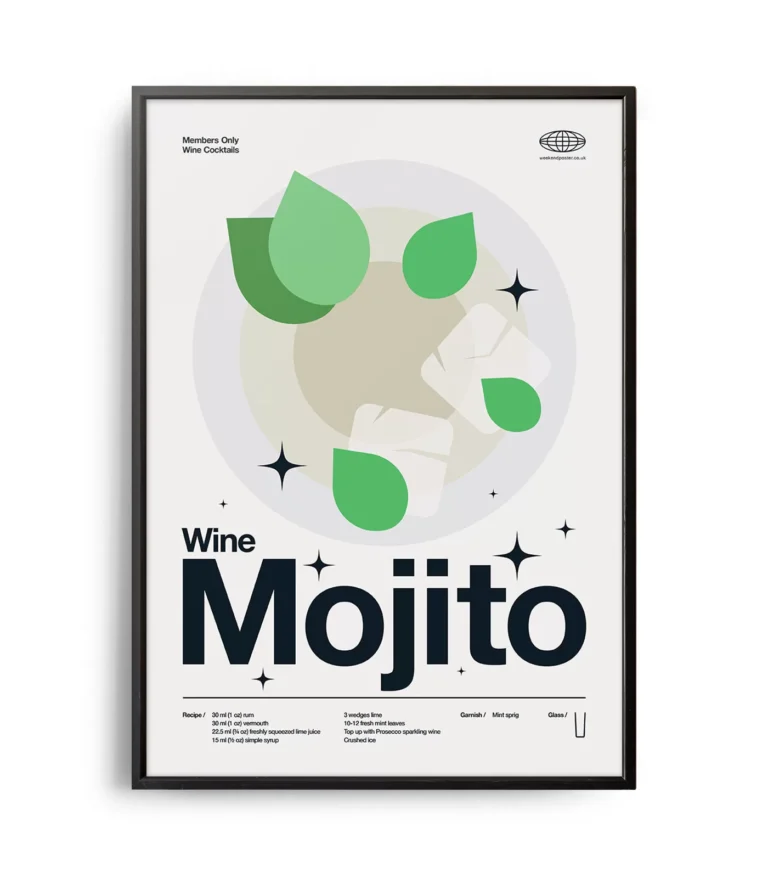 Mid-century modern Wine Mojito Cocktail poster