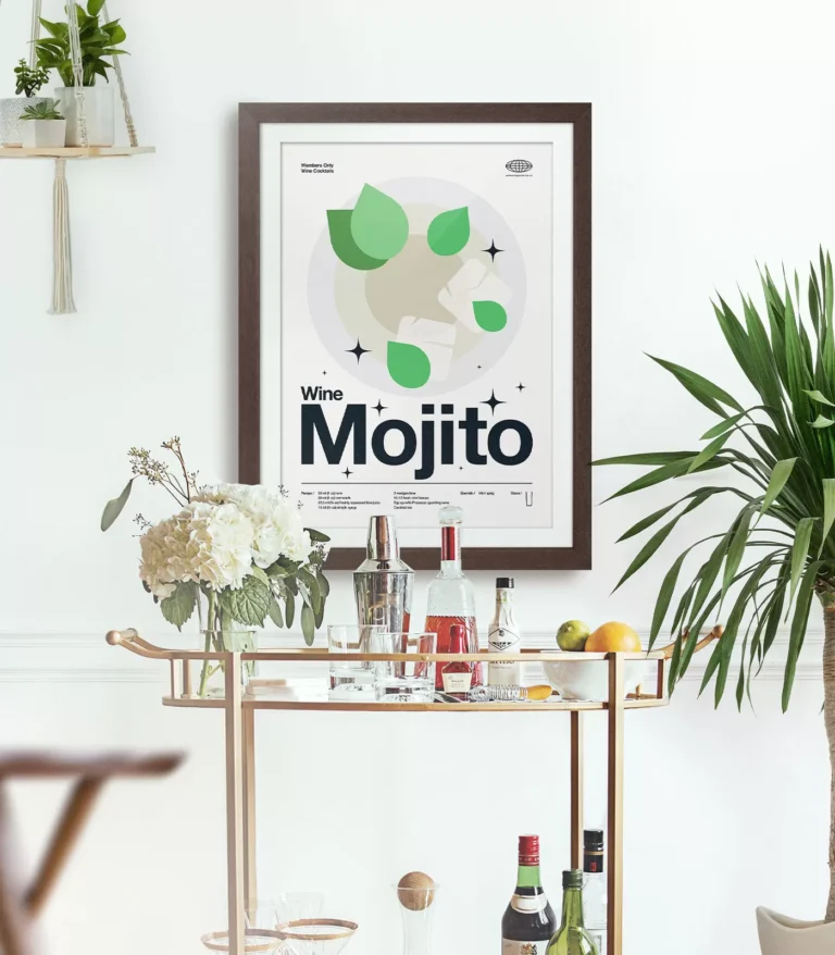 Mid-century modern Wine Mojito Cocktail poster