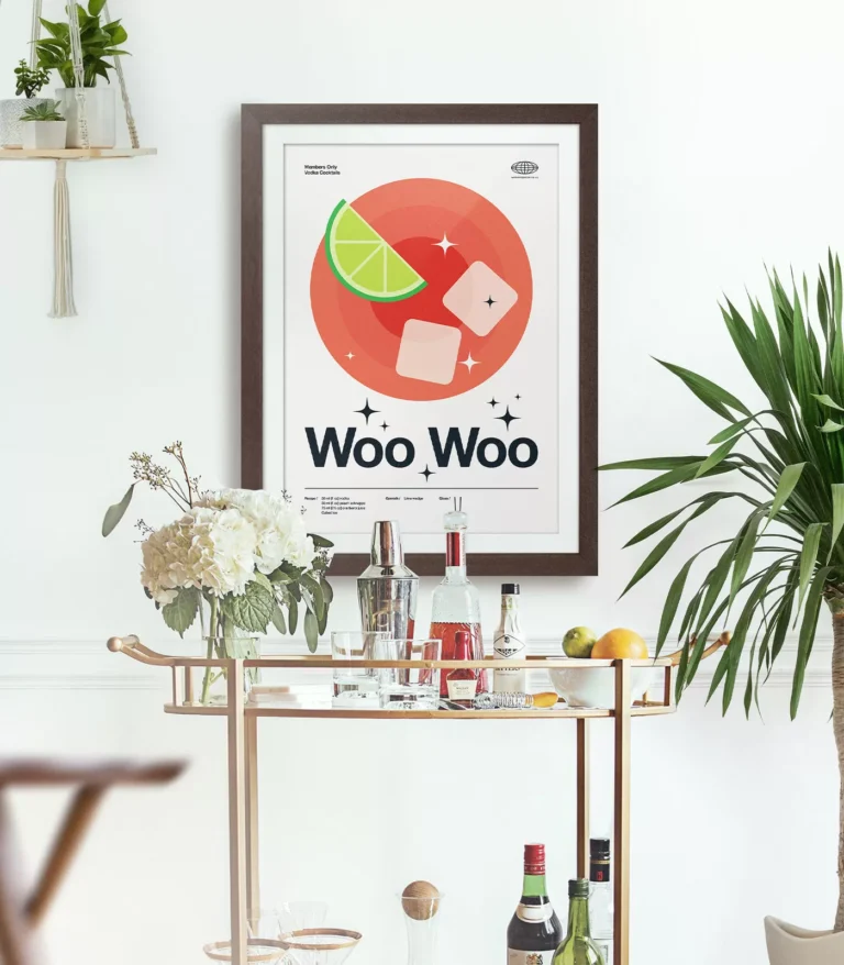 Mid-century modern Woo Woo Cocktail poster