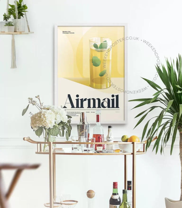 Mid-century retro Airmail Cocktail poster