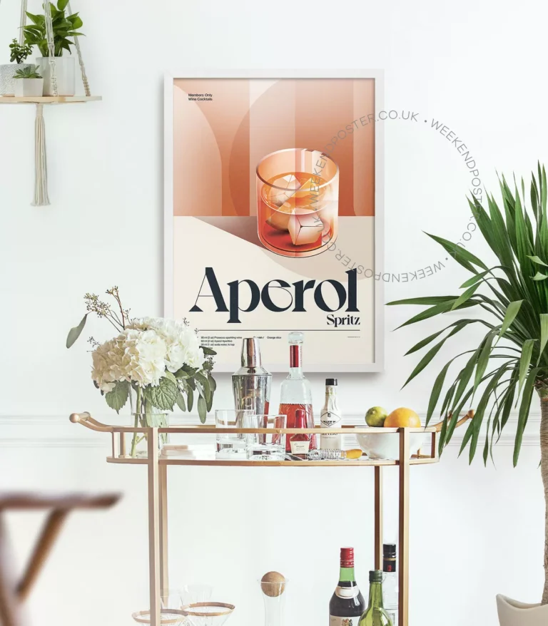 Mid-century retro Aperol Spritz Cocktail poster