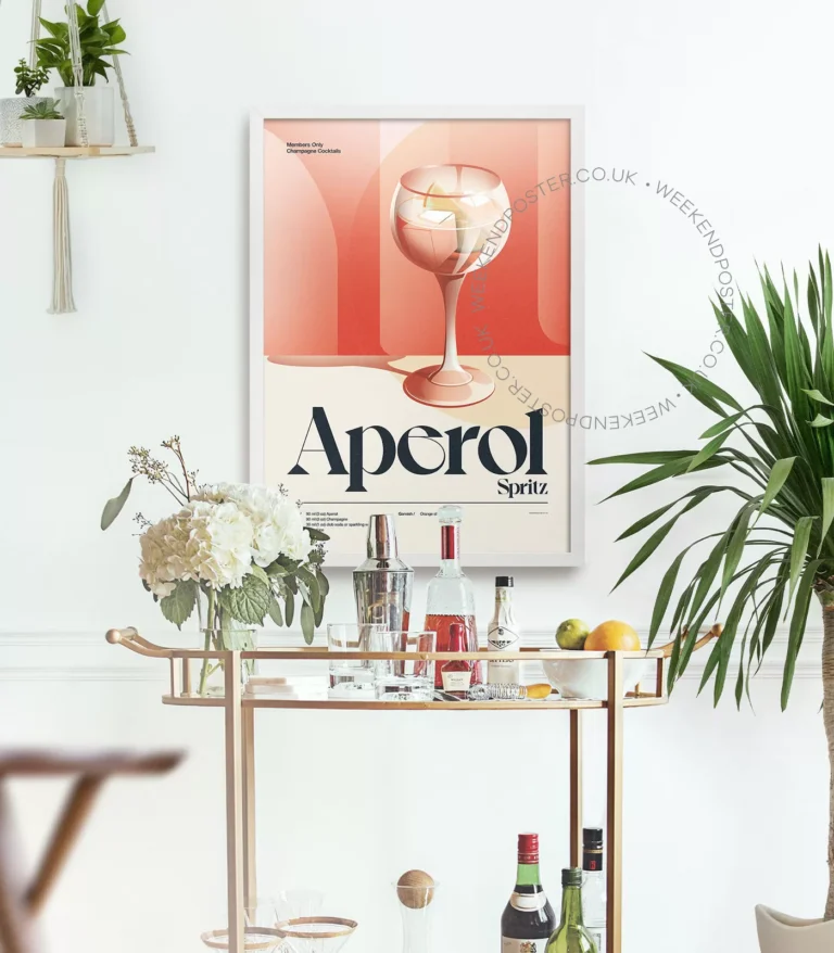 Mid-century retro Aperol Spritz Cocktail poster