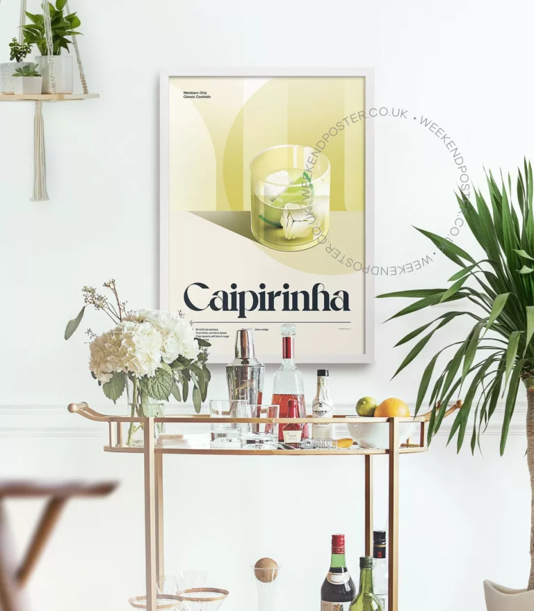 Mid-century retro Caipirinha Cocktail poster