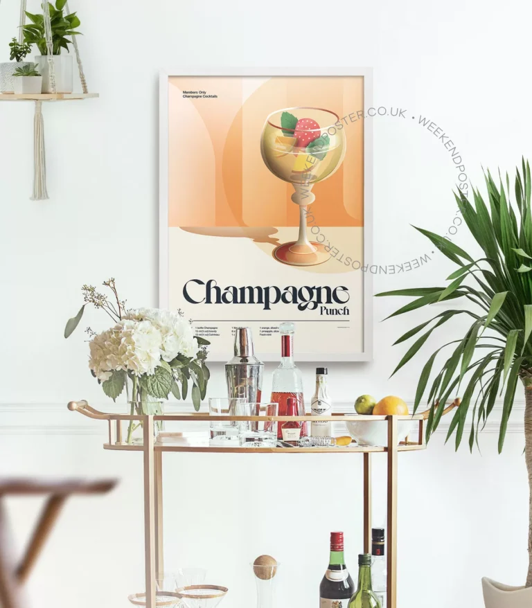 Mid-century retro Champagne Punch Cocktail poster