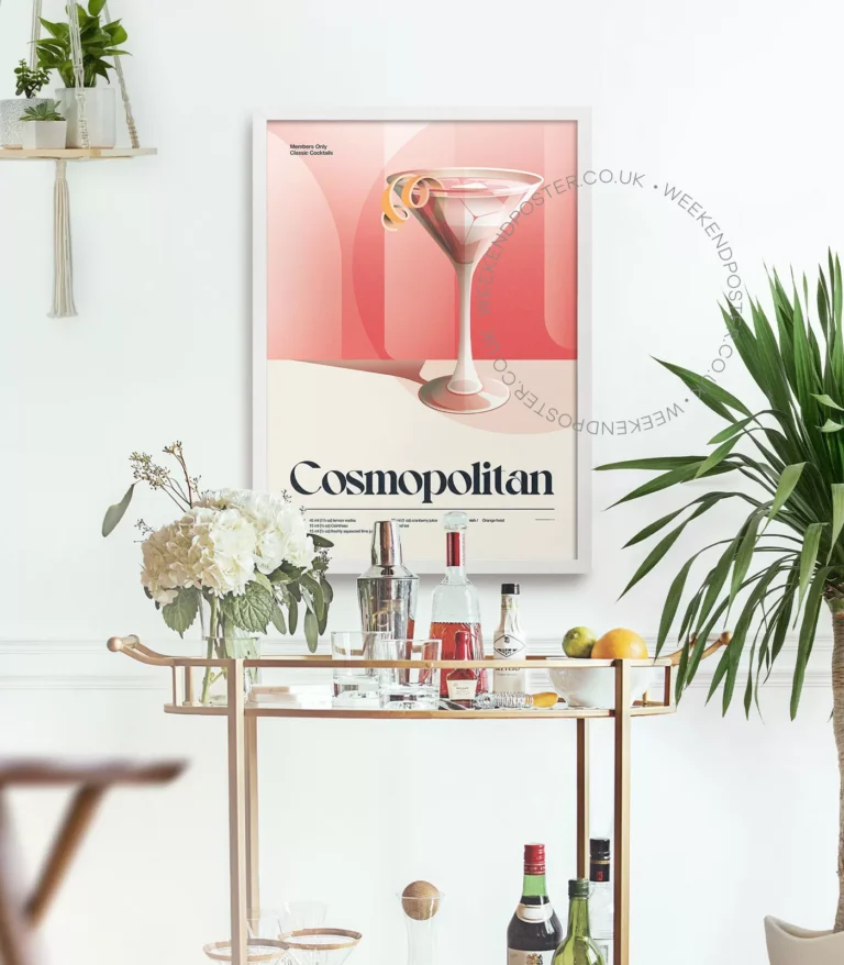 Mid-century retro Cosmopolitan Cocktail poster