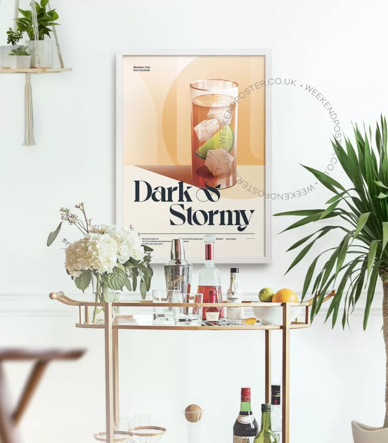 Mid-century retro Dark & Stormy Cocktail poster