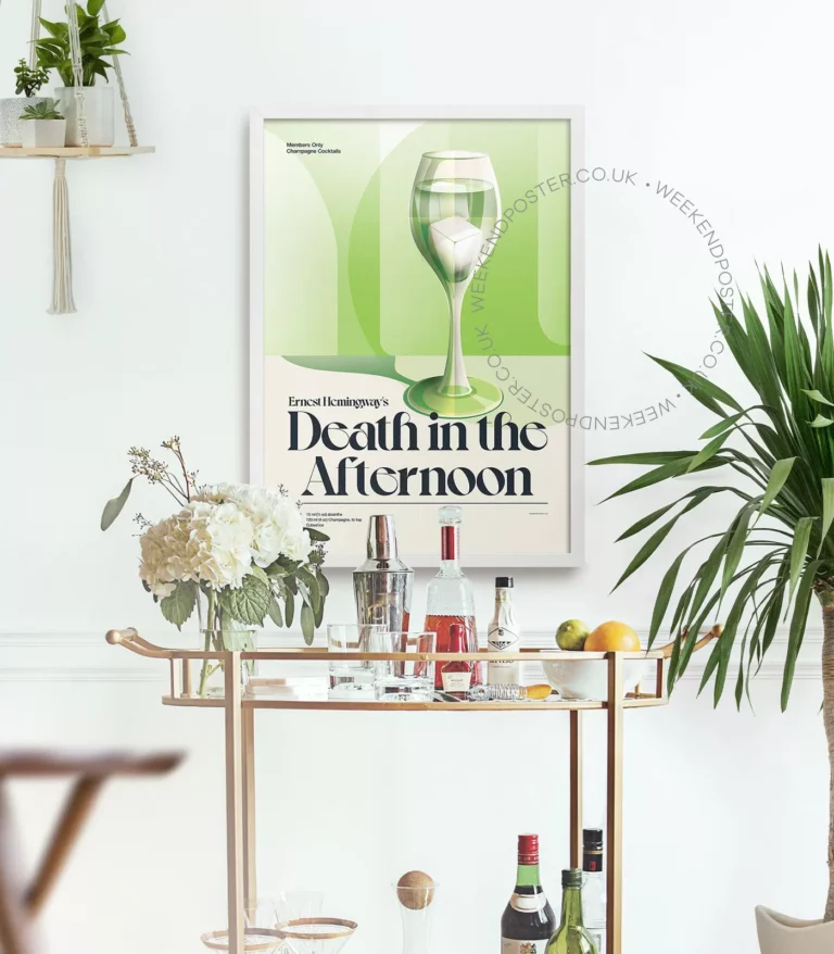 Mid-century retro Death in the Afternoon Cocktail poster