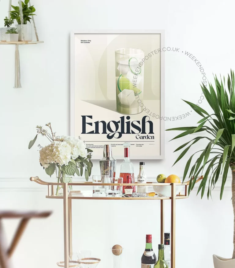 Mid-century retro English Garden Cocktail poster