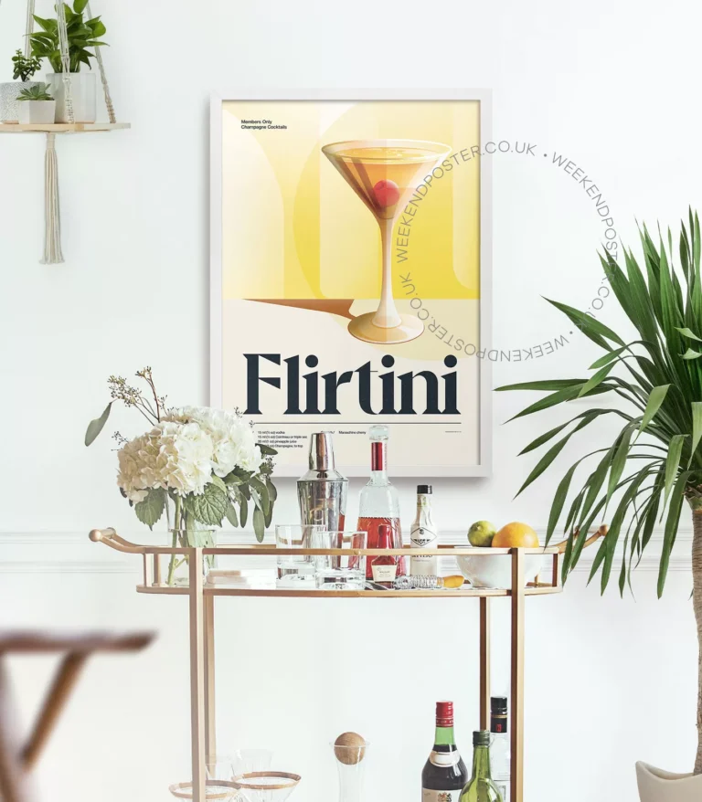 Mid-century retro Flirtini Cocktail poster