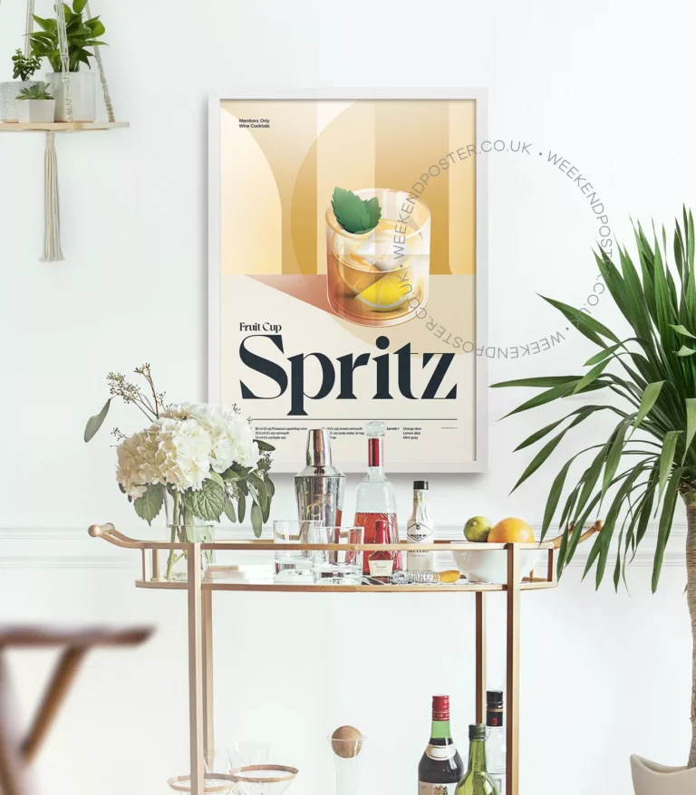 Mid-century retro Fruit Cup Spritz Cocktail poster