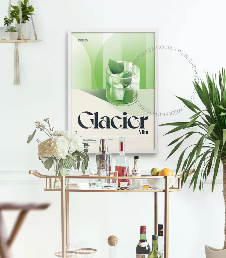 Mid-century retro Glacier Mint Cocktail poster