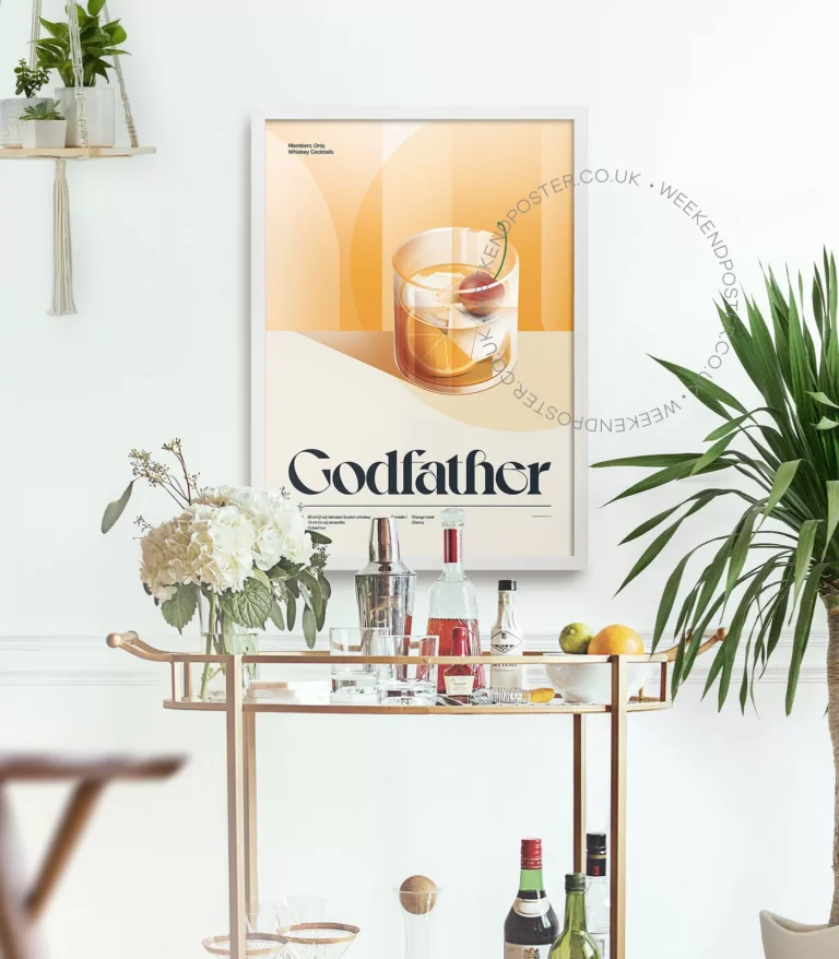 Mid-century retro Godfather Cocktail poster