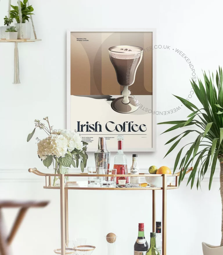 Mid-century retro Irish Coffee Cocktail poster