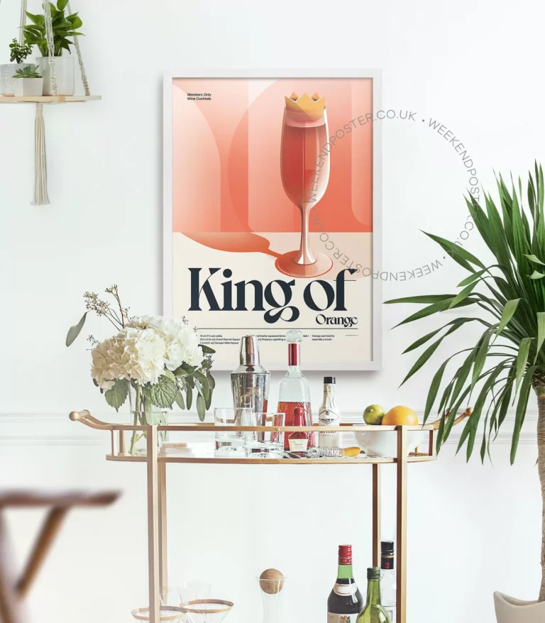 Mid-century retro King of Orange Cocktail poster