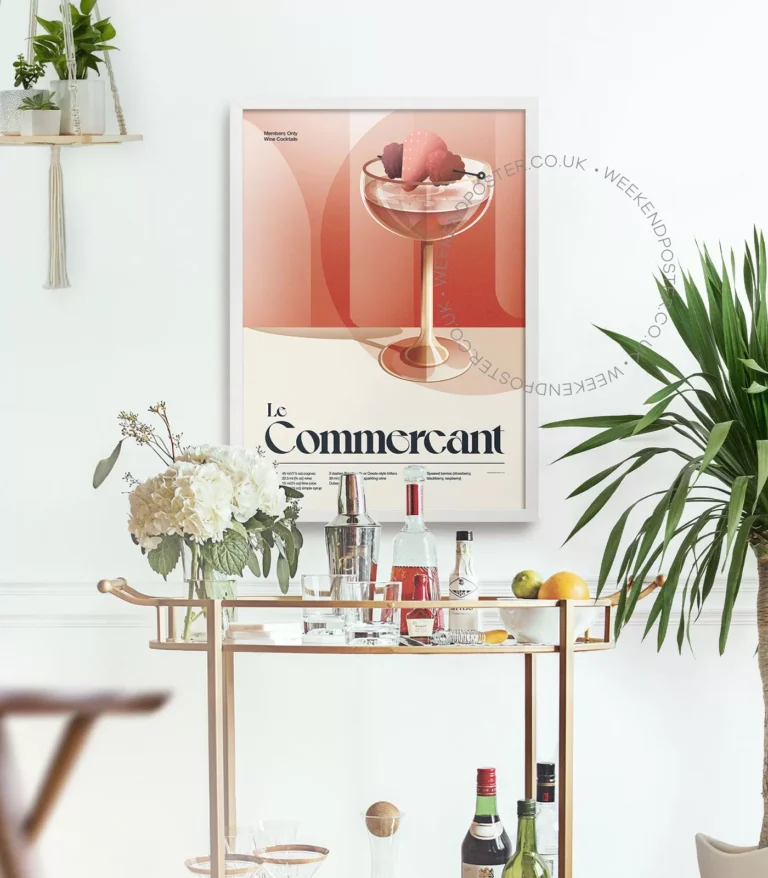 Mid-century retro Le Commercant Cocktail poster