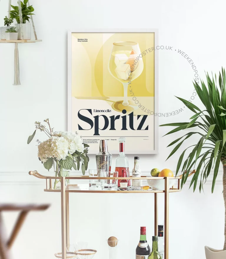 Mid-century retro Limoncello Spritz Cocktail poster