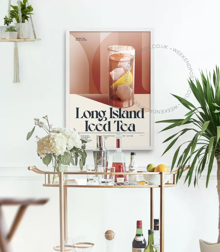 Mid-century retro Long Island Iced Tea Cocktail poster