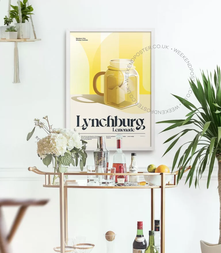 Mid-century retro Lynchburg Lemonade Cocktail poster