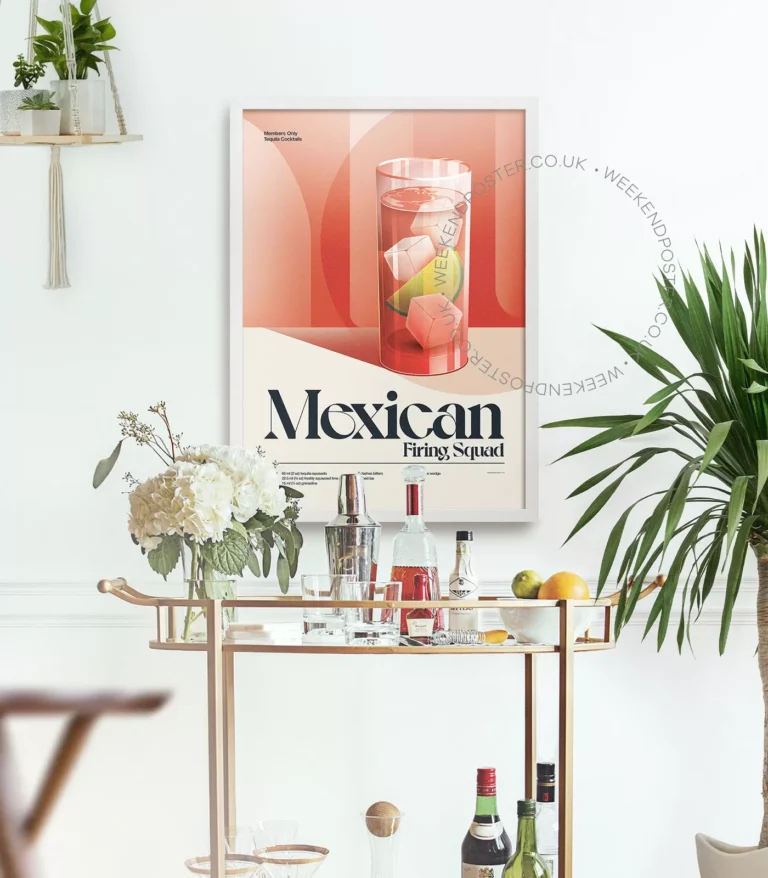 Mid-century retro Mexican Firing Squad Cocktail poster