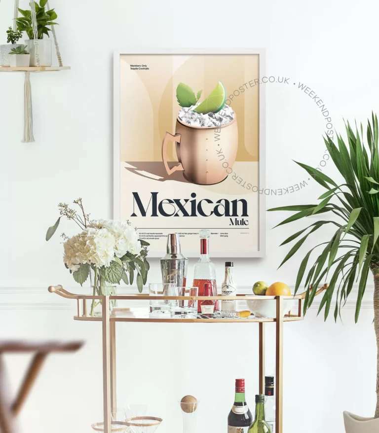 Mid-century retro Mexican Mule Cocktail poster