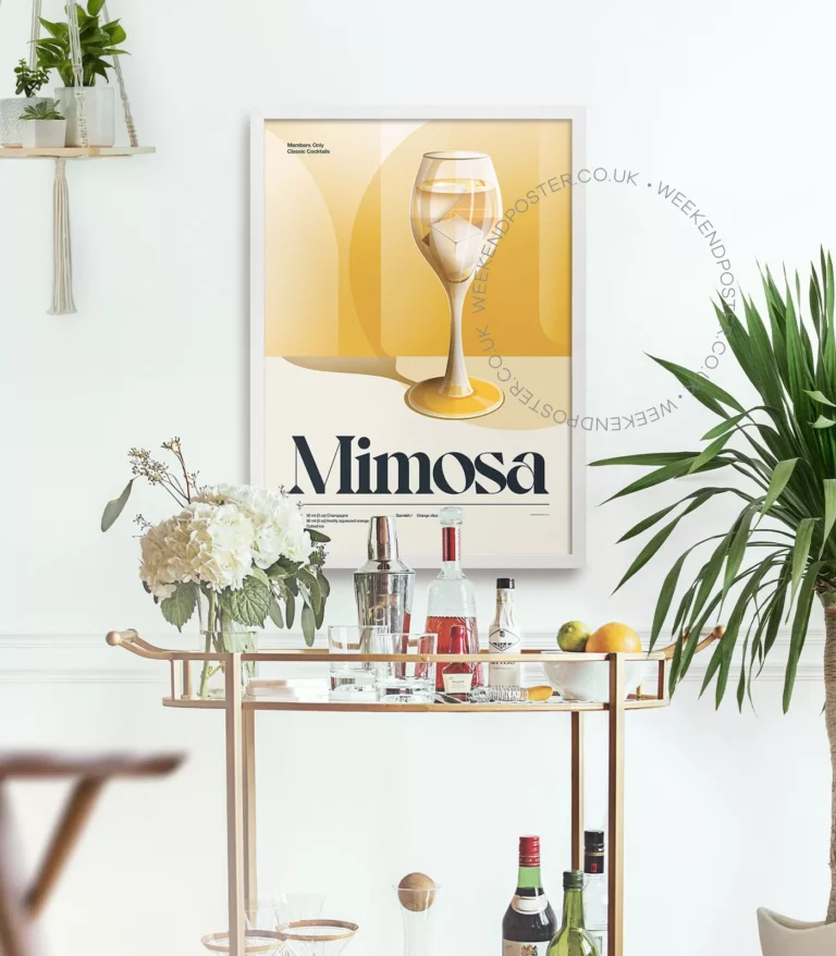 Mid-century retro Mimosa Cocktail poster