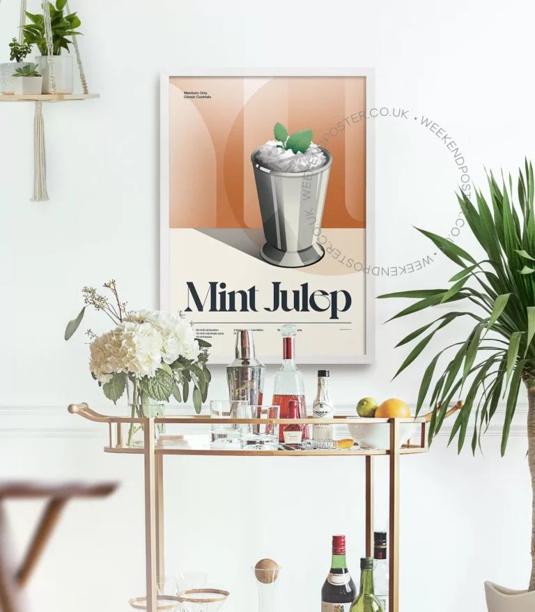 Mid-century retro Mint Julep Cocktail poster
