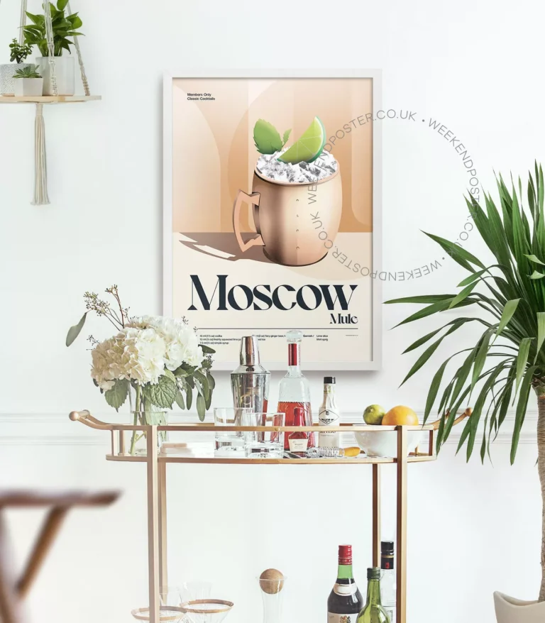 Mid-century retro Moscow Mule Cocktail poster