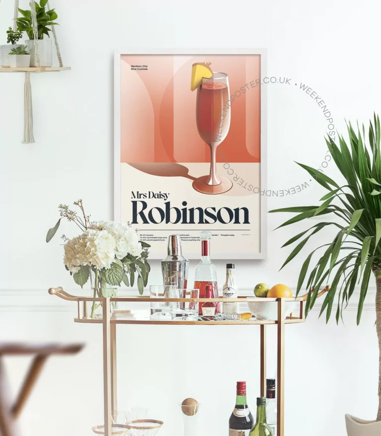 Mid-century retro Mrs Daisy Robinson Cocktail poster