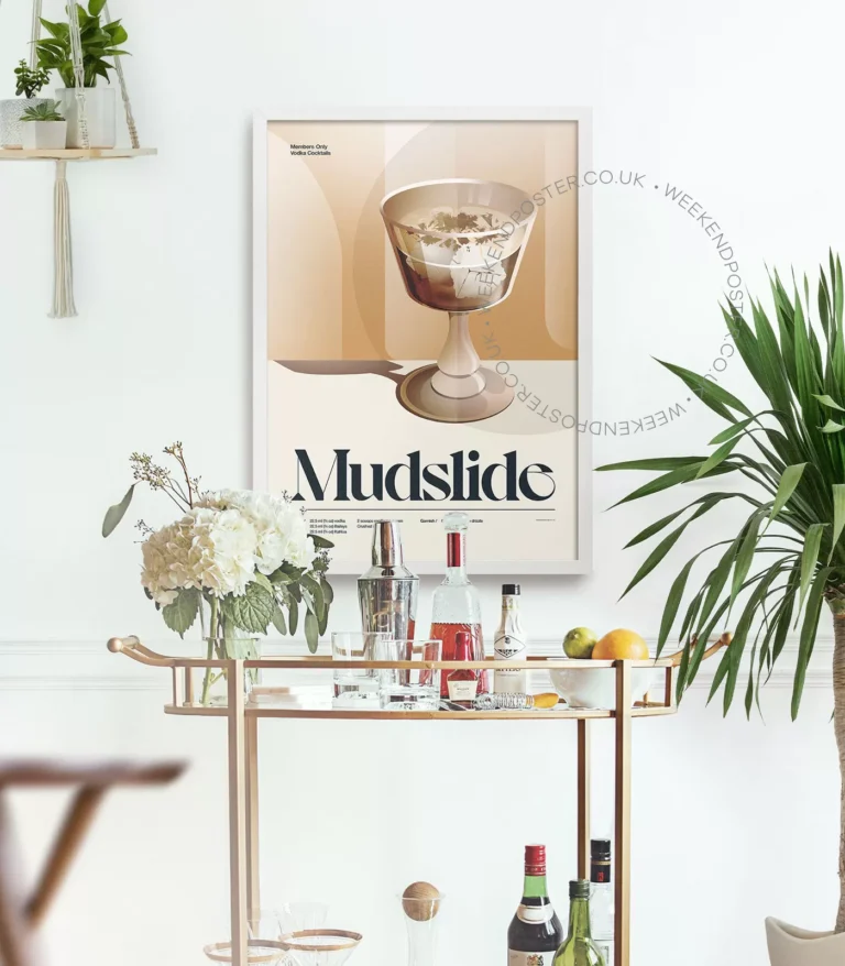 Mid-century retro Mudslide Cocktail poster