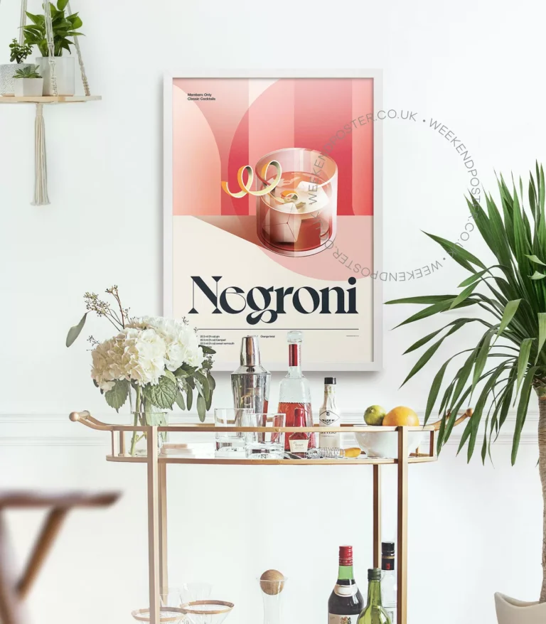 Mid-century retro Negroni Cocktail poster