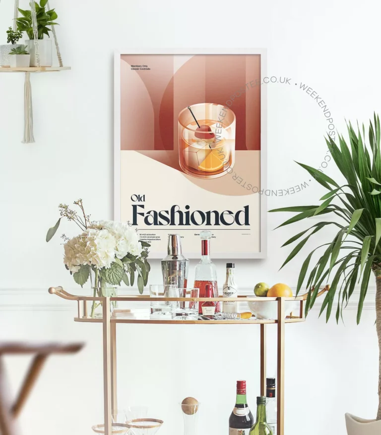 Mid-century retro Old Fashioned Cocktail poster