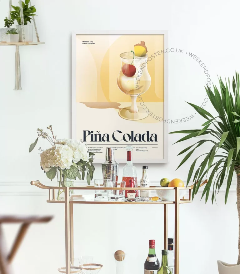 Mid-century retro Piña Colada Cocktail poster