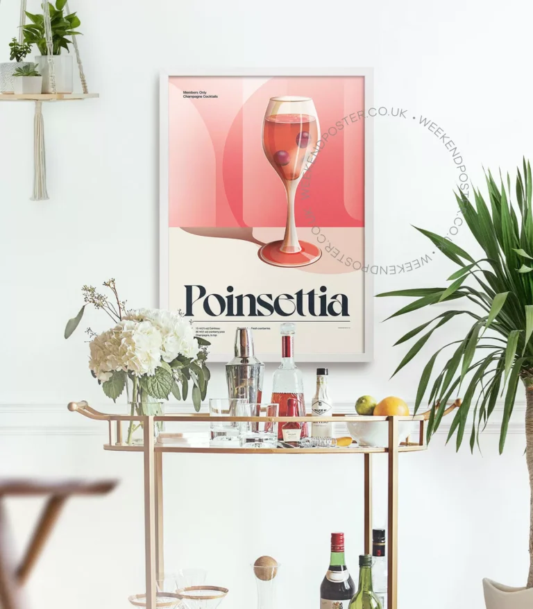 Mid-century retro Poinsettia Cocktail poster