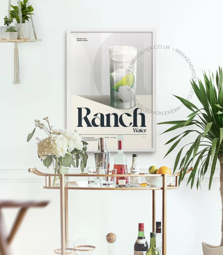 Mid-century retro Ranch Water Cocktail poster