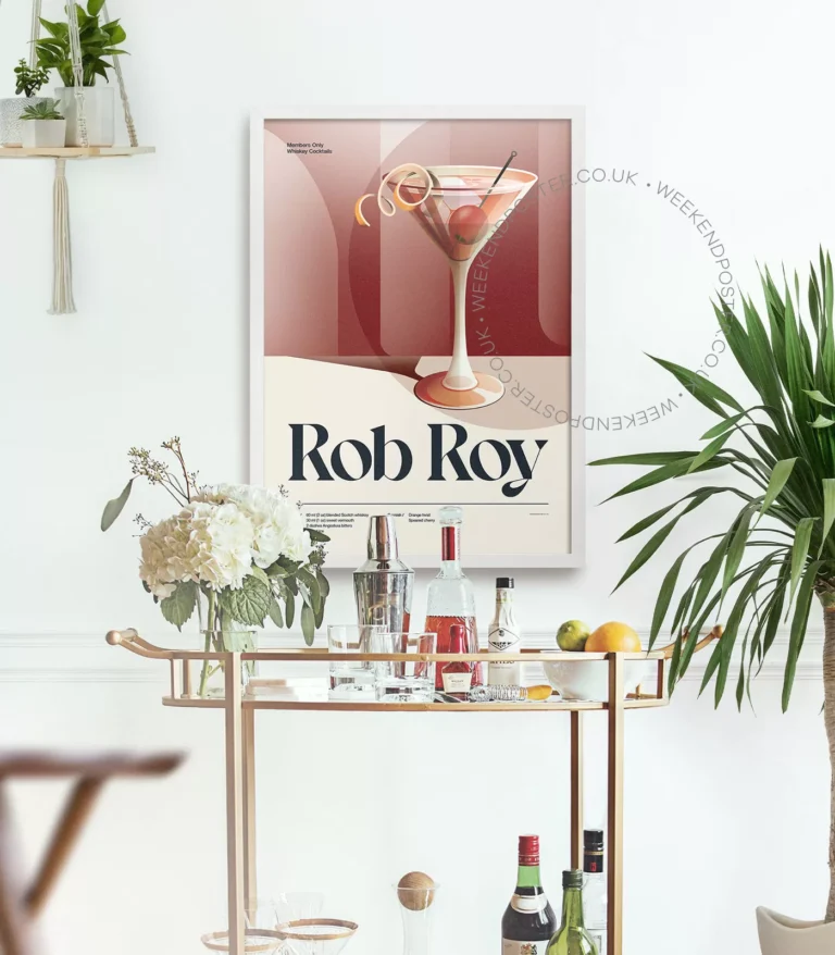 Mid-century retro Rob Roy Cocktail poster