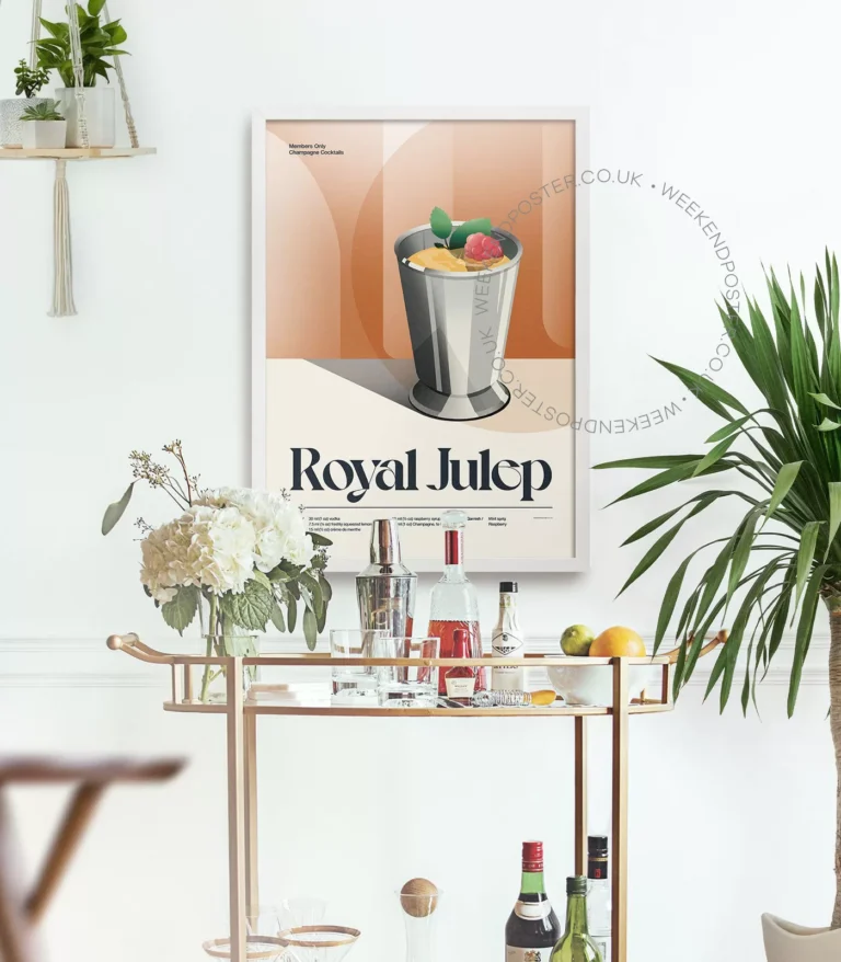 Mid-century retro Royal Julep Cocktail poster