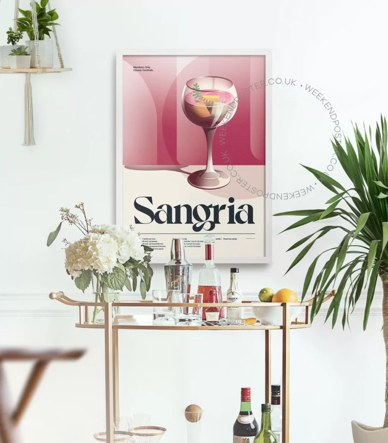 Mid-century retro Sangria Cocktail poster