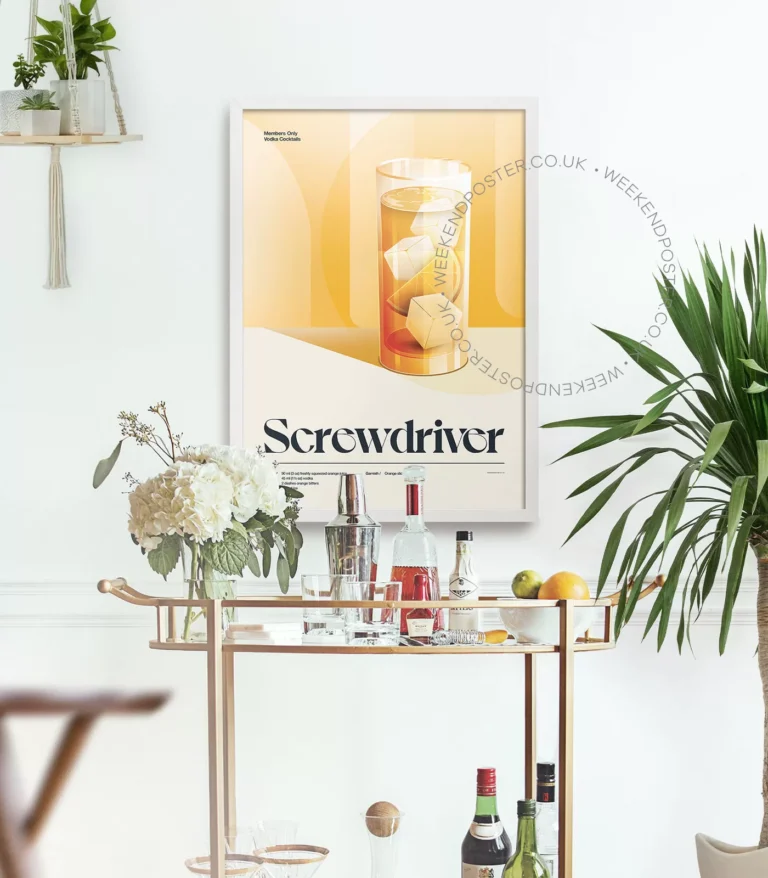 Mid-century retro Screwdriver Cocktail poster