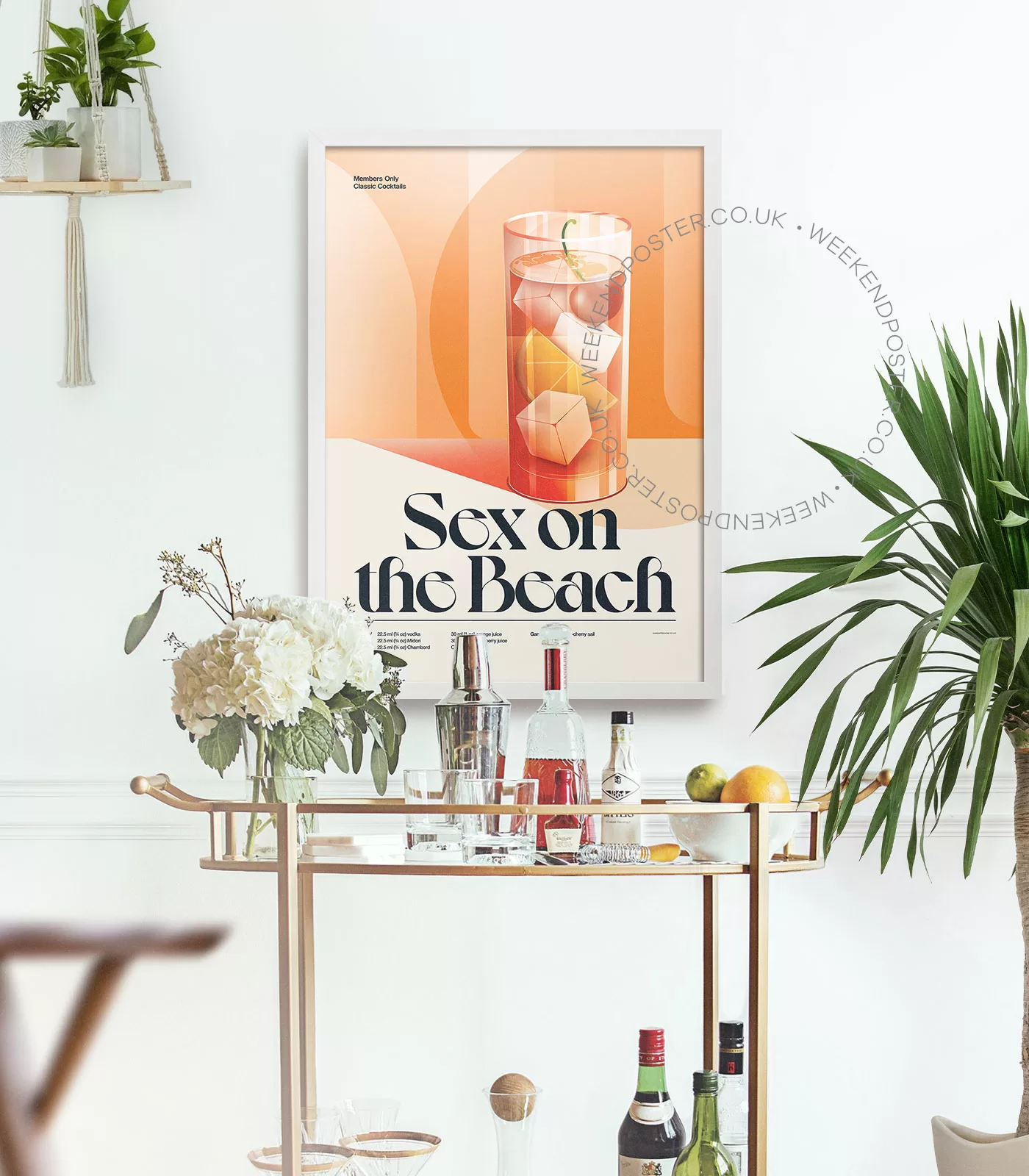 Mid-century retro Sex on the Beach Cocktail poster