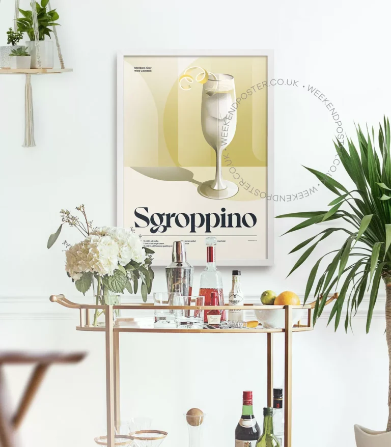 Mid-century retro Sgroppino Cocktail poster