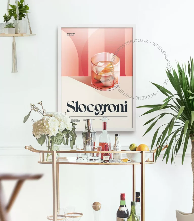 Mid-century retro Sloegroni Cocktail poster