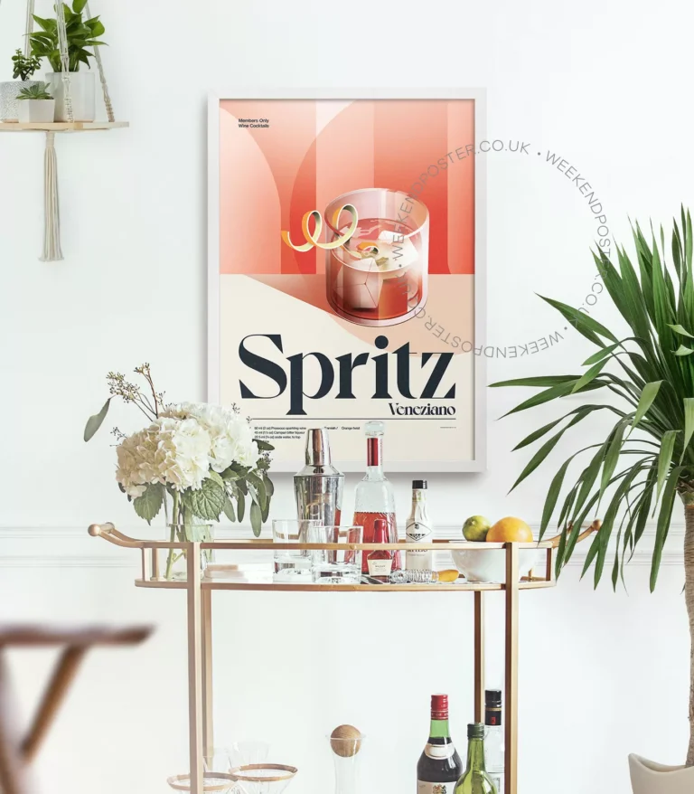 Mid-century retro Spritz Veneziano Cocktail poster