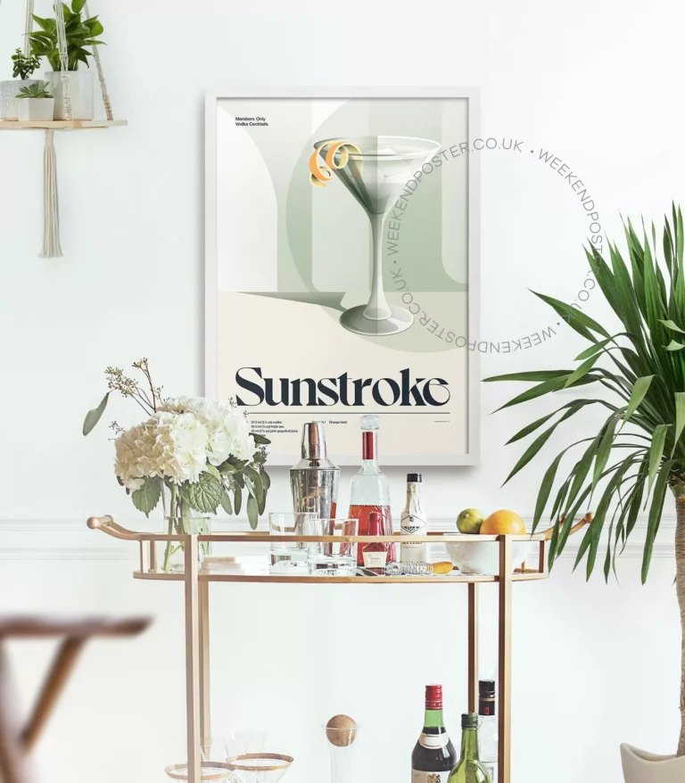 Mid-century retro Sunstroke Cocktail poster