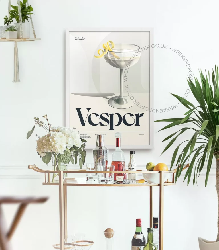 Mid-century retro Vesper Cocktail poster