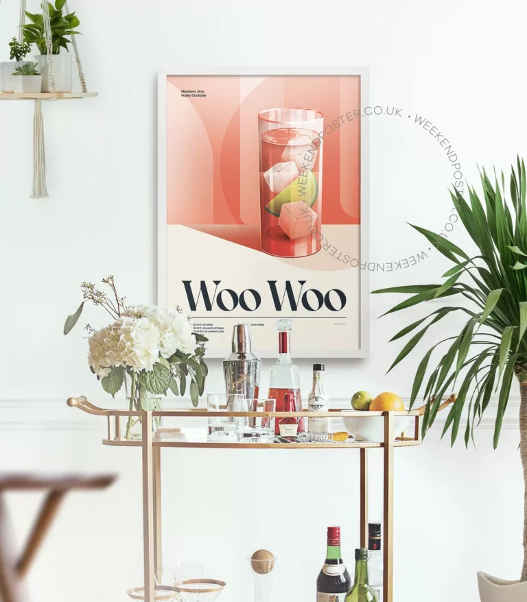 Mid-century retro Woo Woo Cocktail poster
