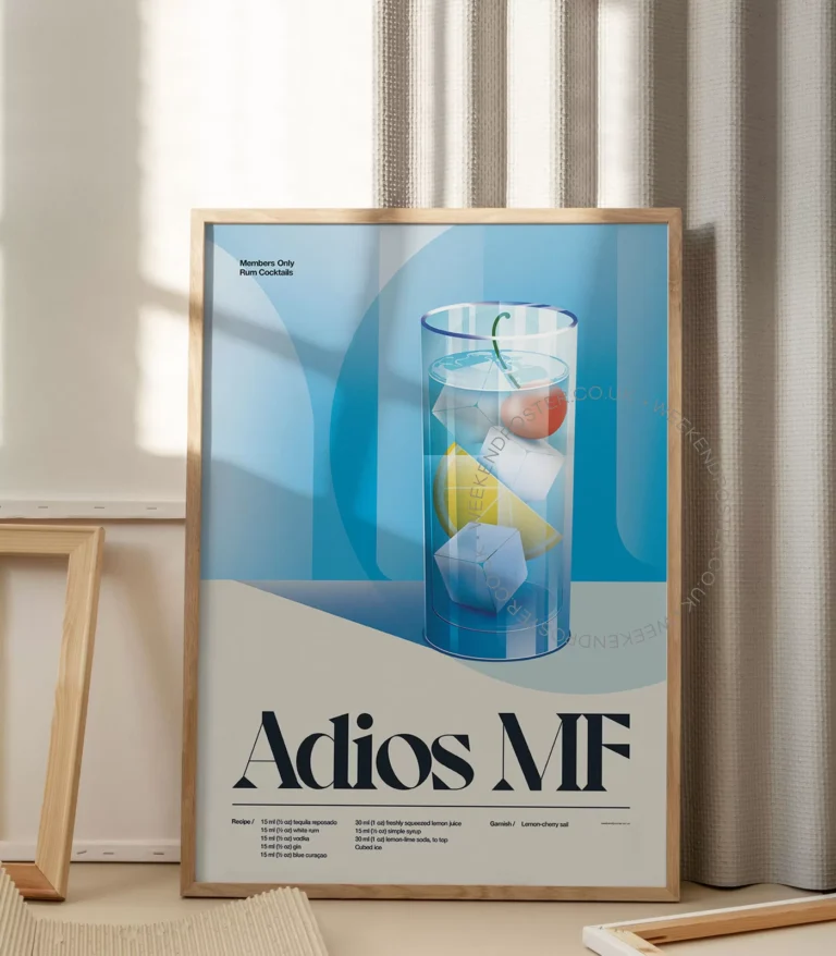 Mid-century retro Adios MF Cocktail poster