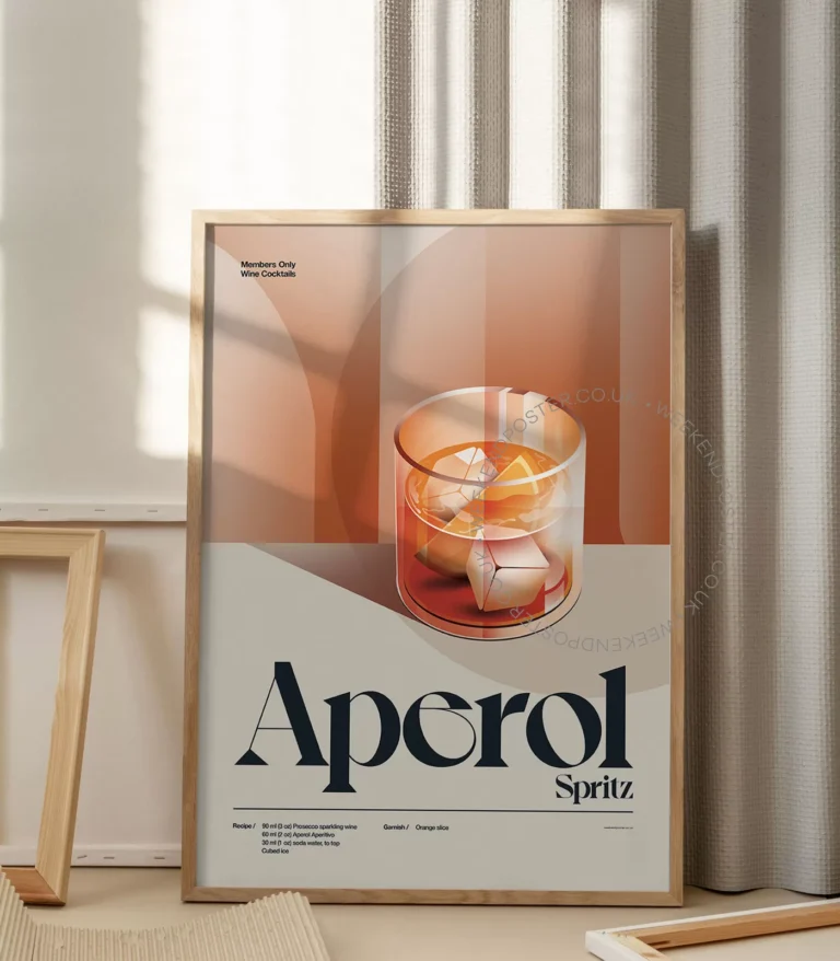 Mid-century retro Aperol Spritz Cocktail poster