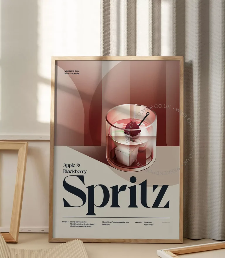 Mid-century retro Apple & Blackberry Spritz Cocktail poster