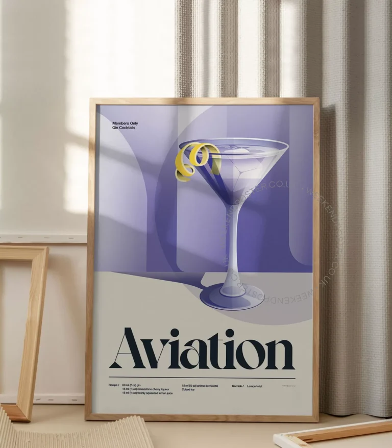 Mid-century retro Aviation Cocktail poster