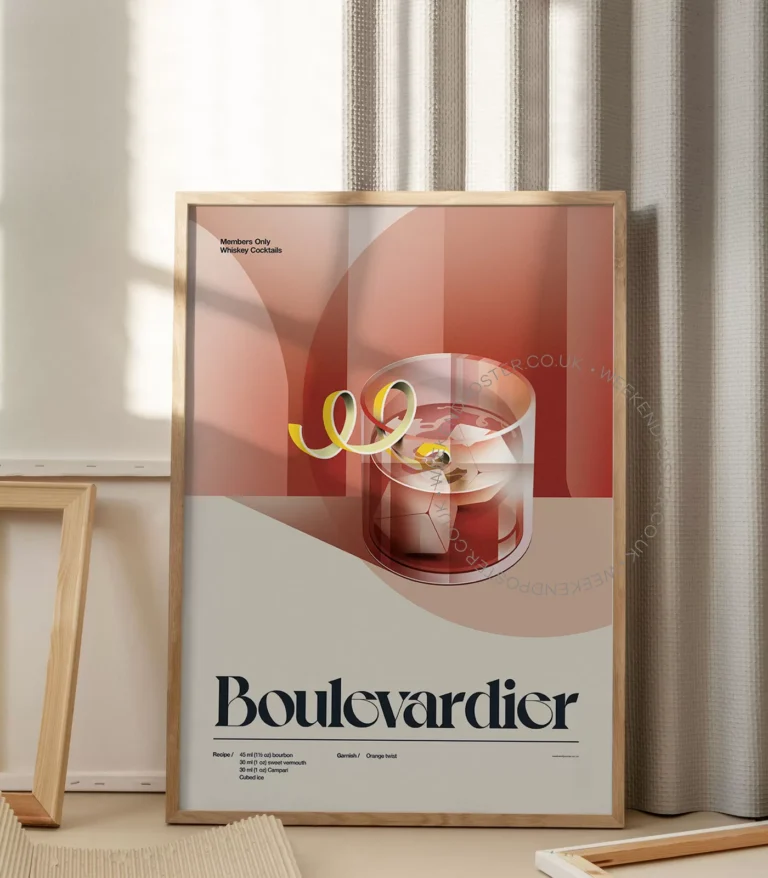 Mid-century retro Boulevardier Cocktail poster